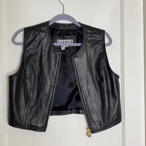 Leather Biker Cropped Vest